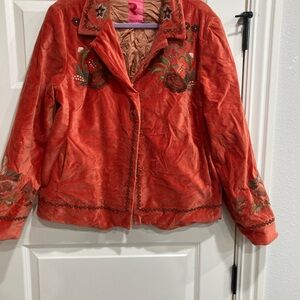 Elegant Embroidered Orange Blazer